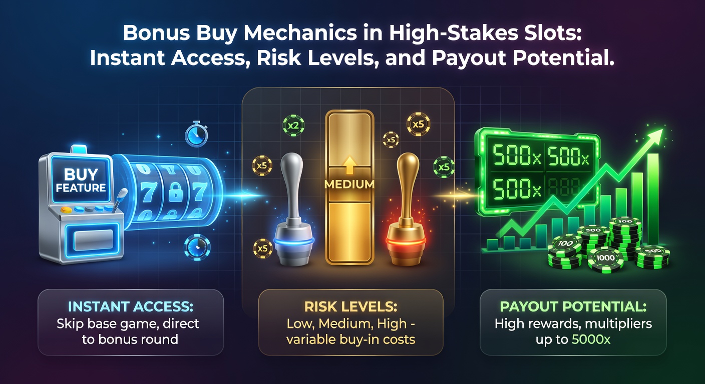 Detaillierte Darstellung eines Bonus-Buy-Menüs in einem High-Stakes-Slot mit Risikoindikatoren und Payout-Tabellen