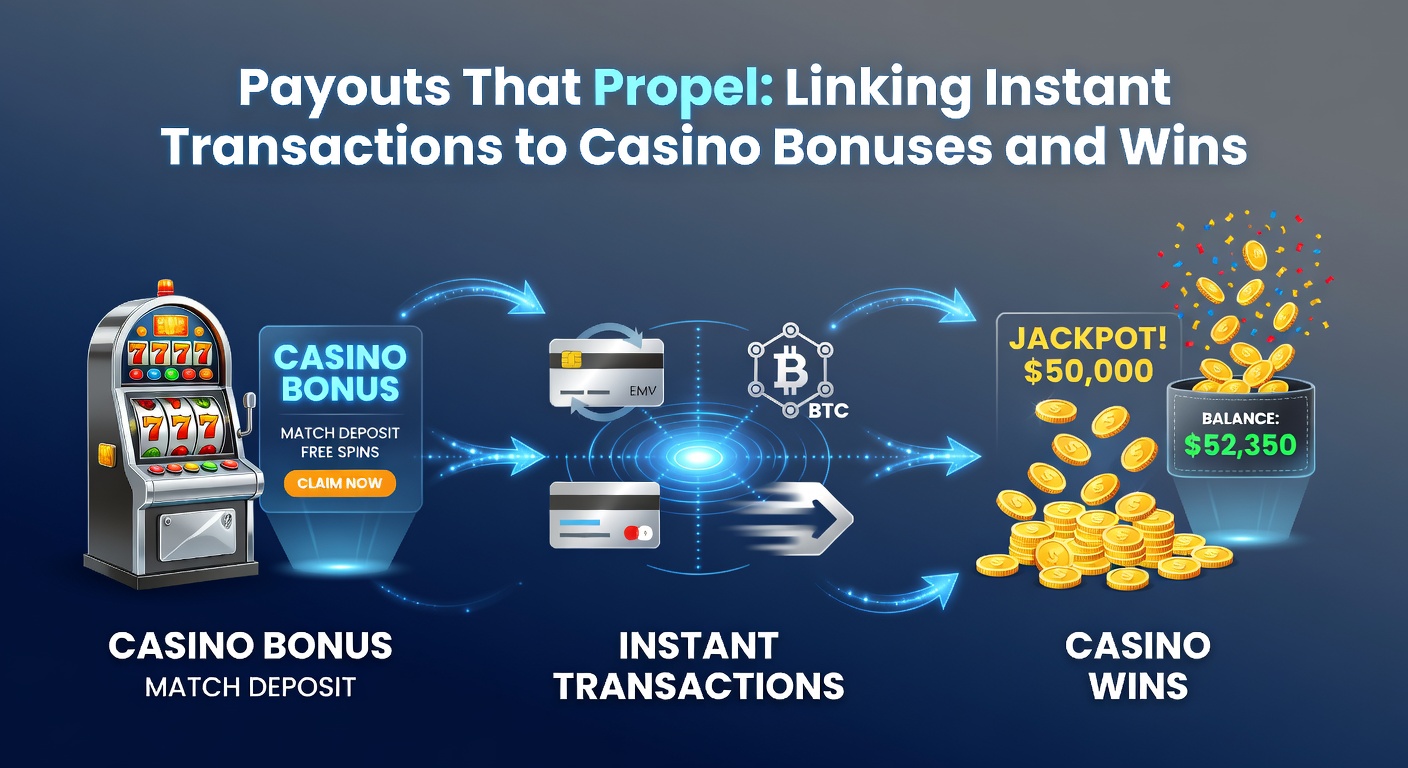 Visuelle Darstellung von Blockchain-Transaktionen in Casinos, mit Ketten aus Coins, Bonus-Icons und Uhrsymbolen für Echtzeit-Auszahlungen